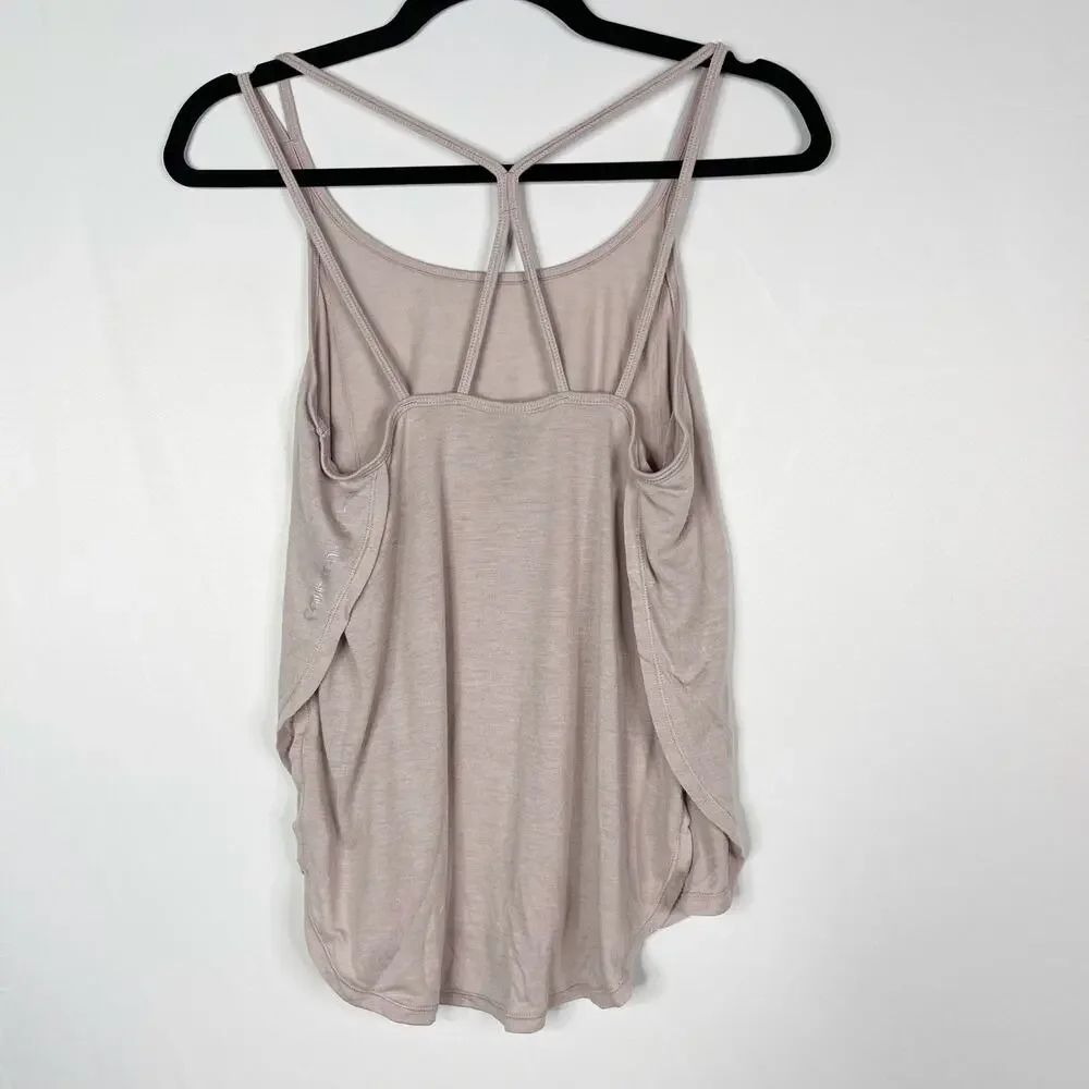 Calvin Klein Performance XSmall Epic Knit Strappy Tank Top Even Sand Cream Mauve